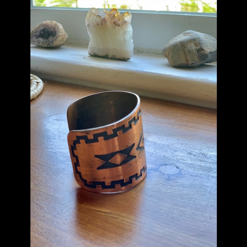 Solid Copper Aztec-Styled Bracelet Cuff - image 7